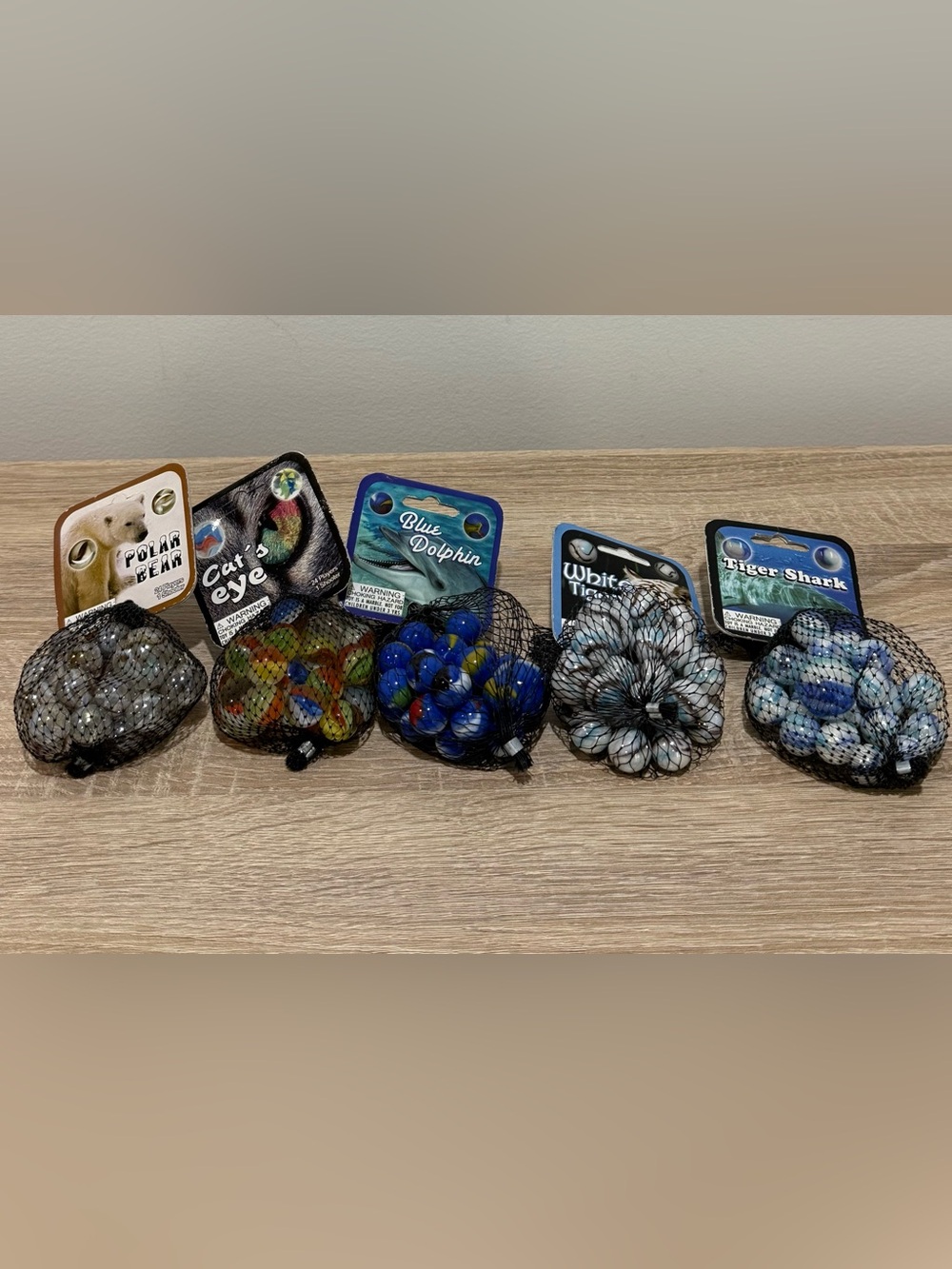 Vacor Mega Marbles Collection Lot 5 Net Bags White Tiger Blue Dolphin Rare